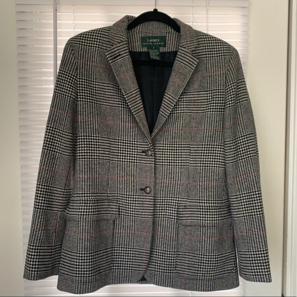 *VINTAGE* Houndstooth Ralph Lauren Wool Blazer